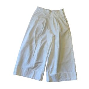 Maeve Cropped Cuffed White Jeans Pants High Waist Side Zip Women's‎ Size 28